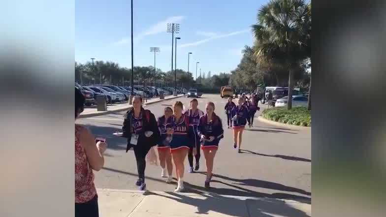 Cheer squad arrives at Disney competition after travel nightmare