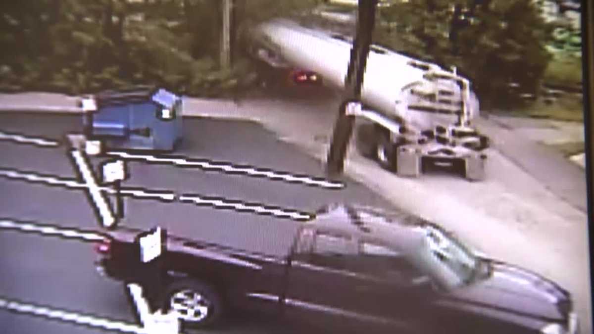 WATCH Surveillance video captures gas tanker crash over embankment in