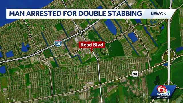 New Orleans East bank robbery attempt ends with two people stabbed, man arrested