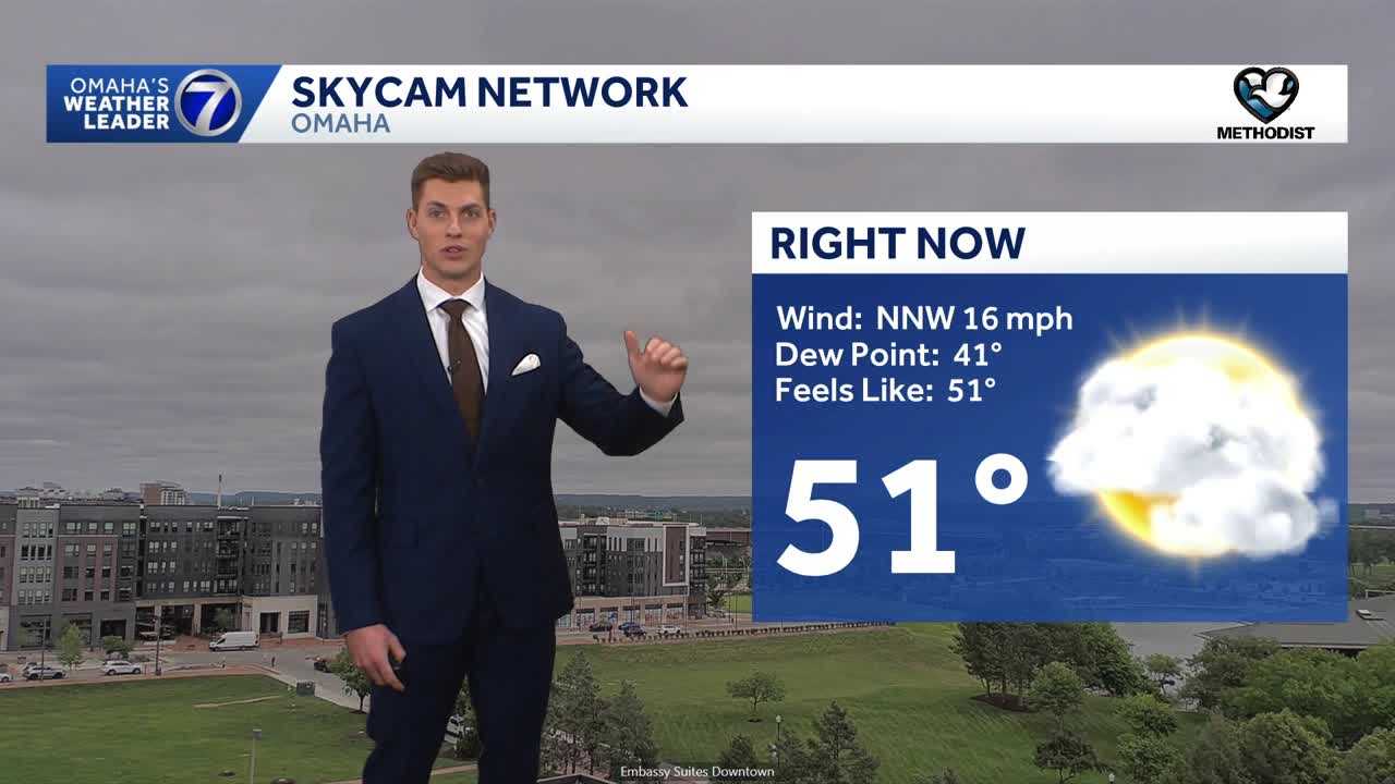 Clouds clearing out on this Tuesday afternoon in Nebraska and Iowa