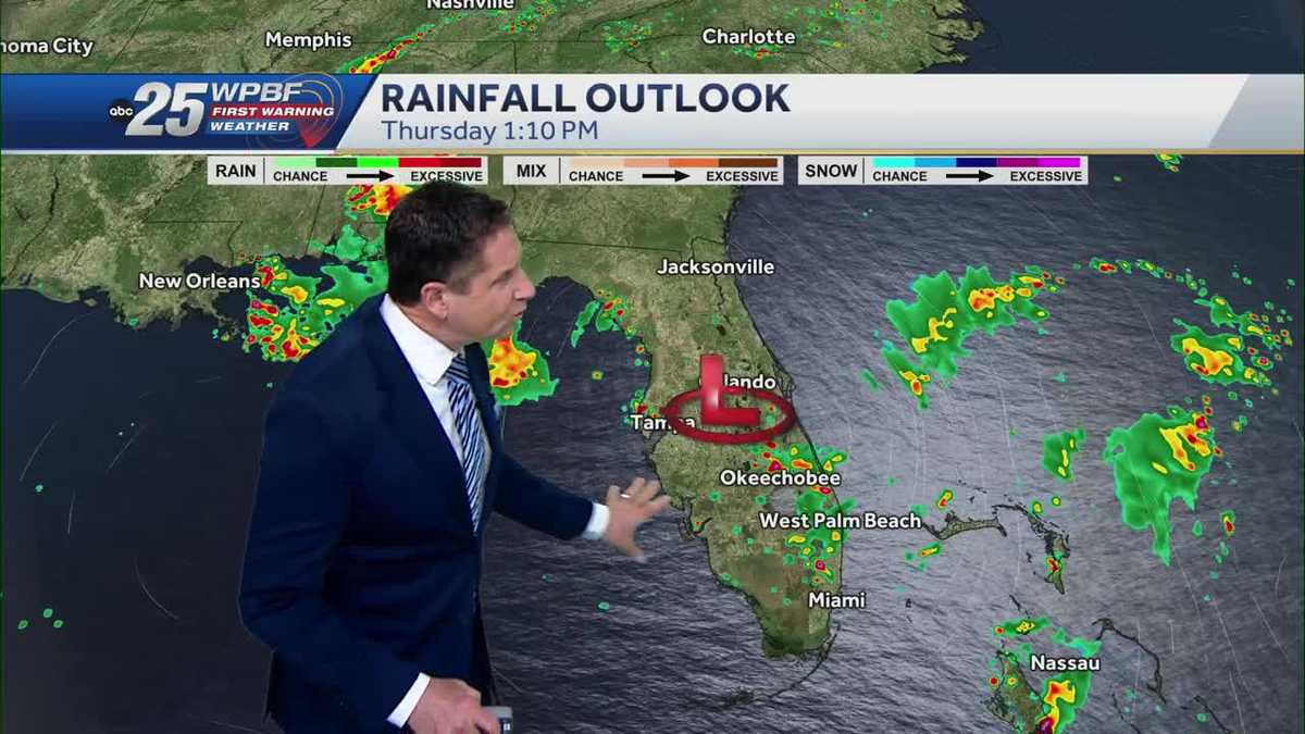 A pattern of heavier rainfall