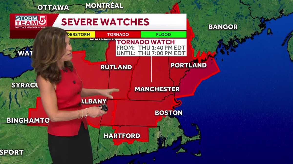 Most of Massachusetts under a tornado watch until 7 p.m.