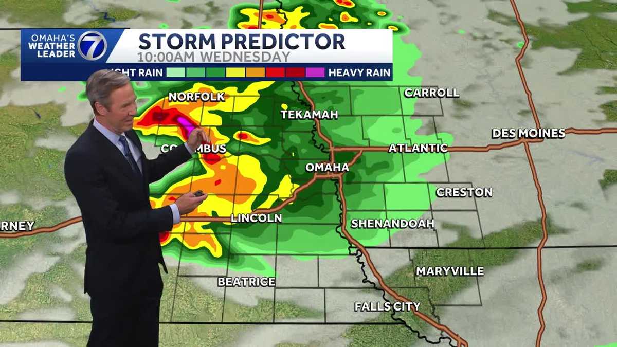 Thunderstorms Wednesday near Omaha though the day