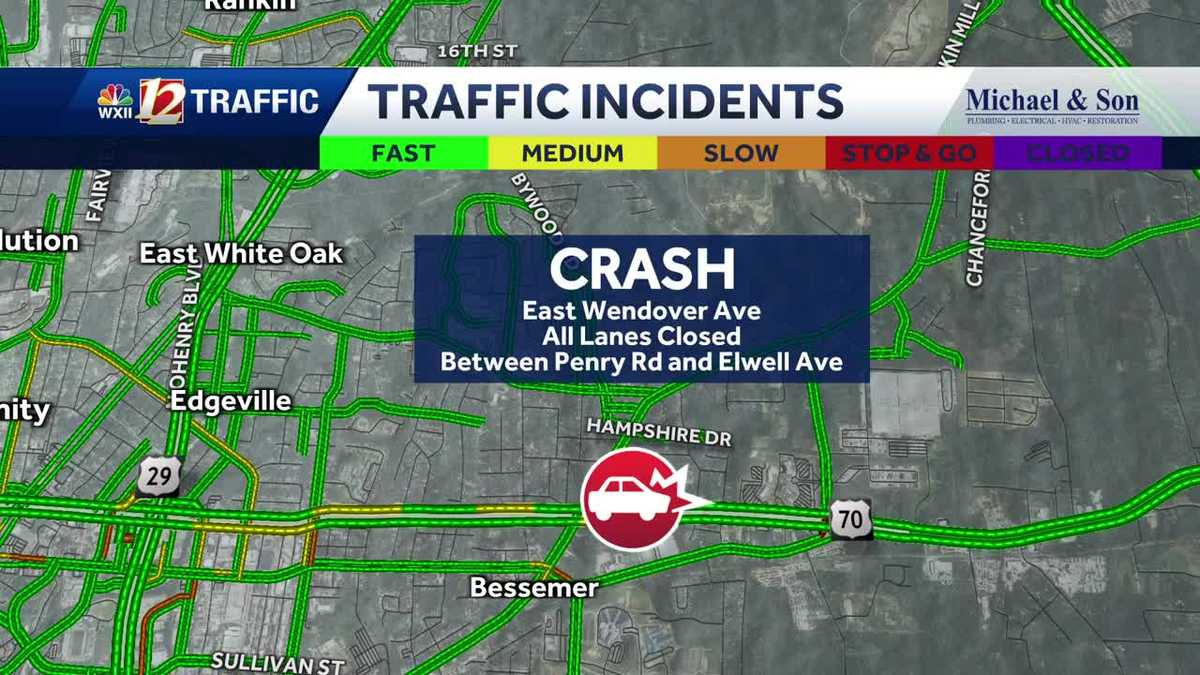 North Carolina Crash temporarily closes East Wendover Avenue between