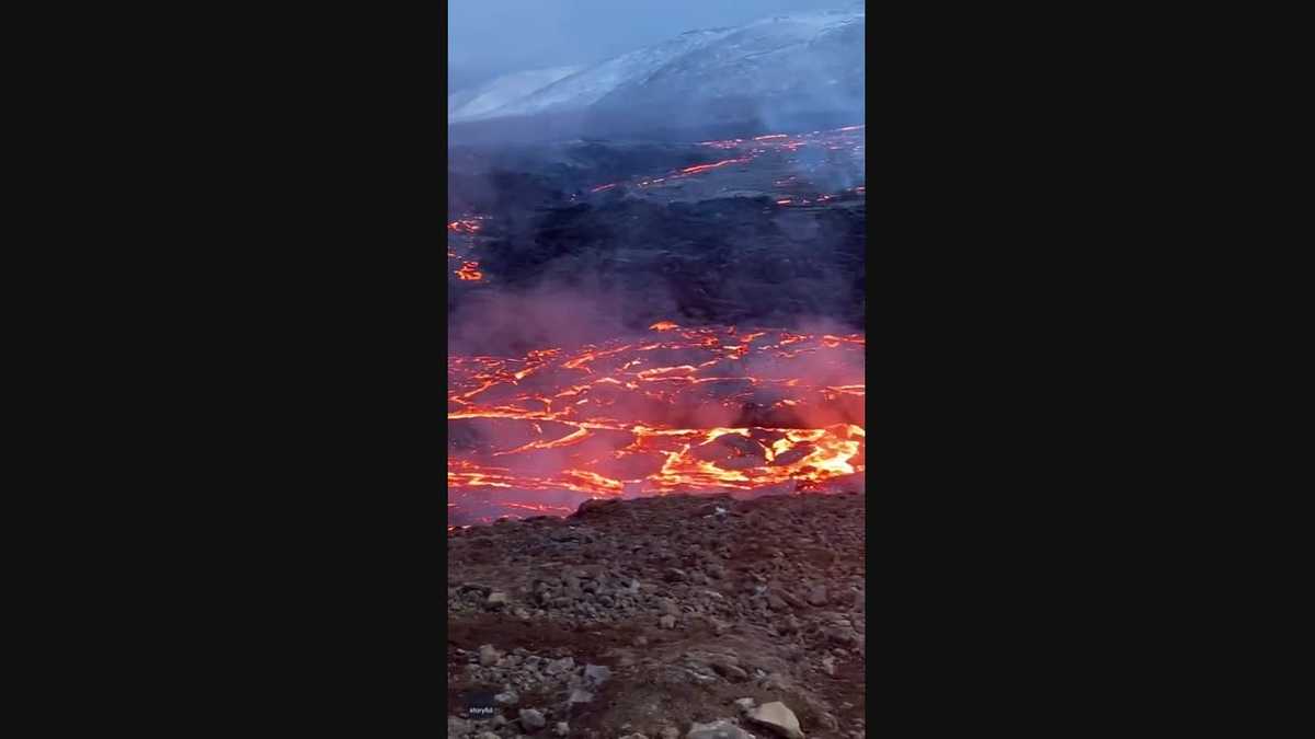 VIDEO Mesmerizing lava flow spills from Iceland's Fagradalsfjall volcano