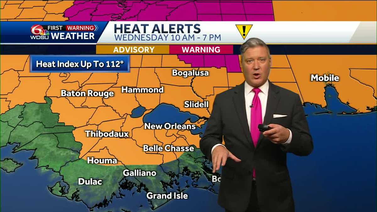 New Orleans weather forecast heat advisory high temp rain chances