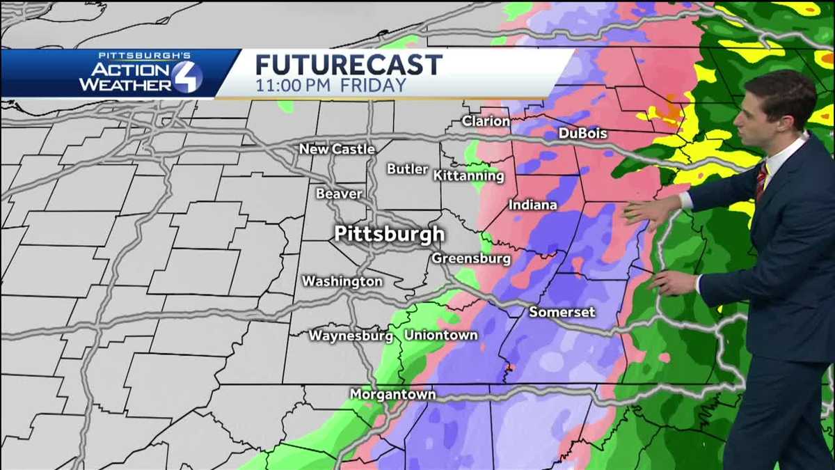 Timeline: Snow mixing in with rain Friday evening