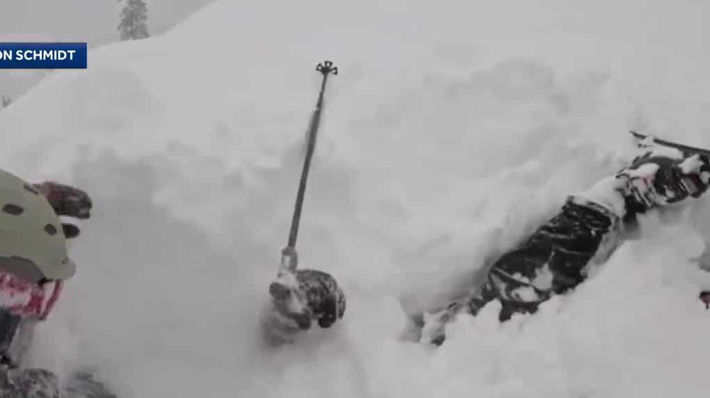 Dramatic video shows skiers rescue man buried in deep snow in California