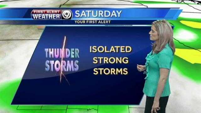 Isolated storms possible Saturday