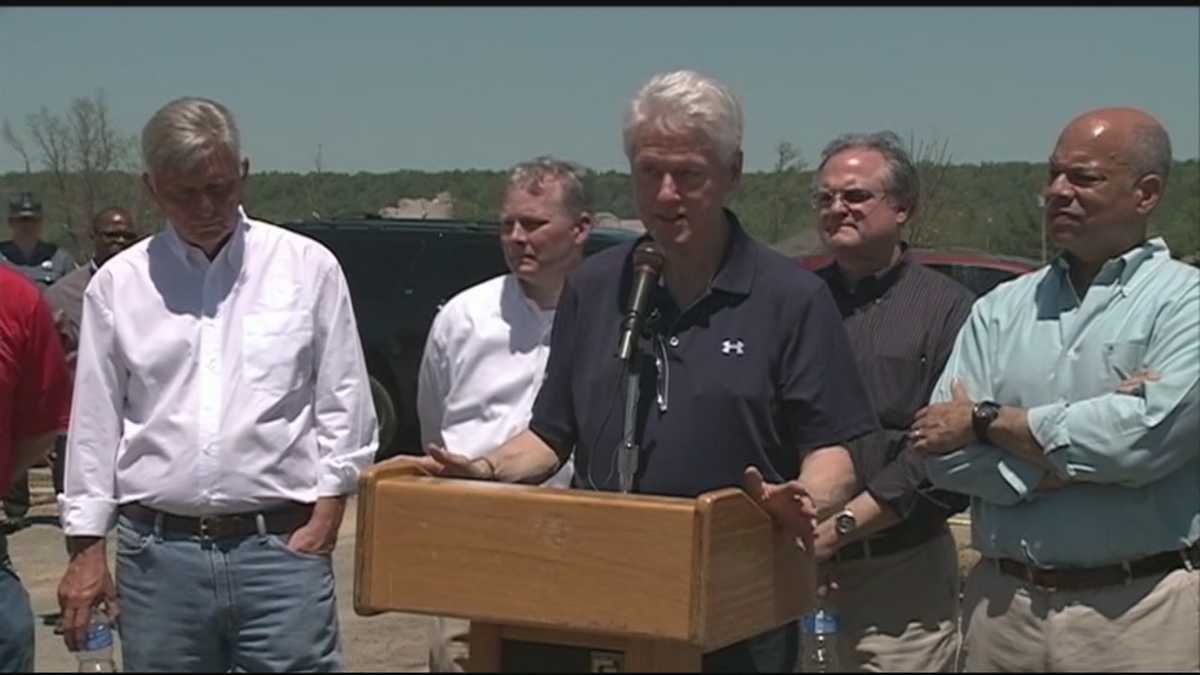 Former President Bill Clinton Tours Tornado Damage In Central Arkansas