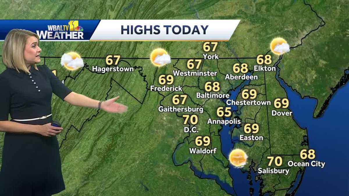 Partly cloudy and slightly warmer temps in Maryland