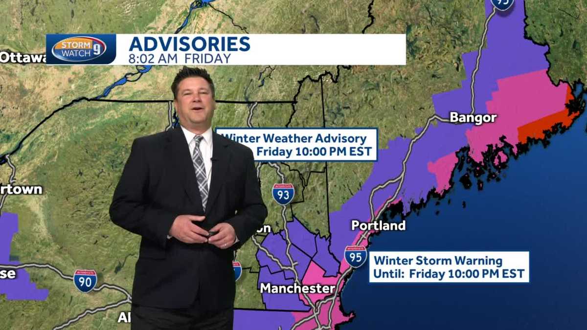 NH forecast video: Snow moves in; winter storm warning issued