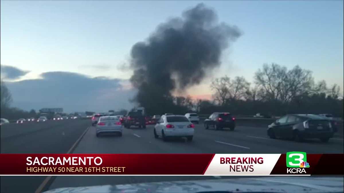 Fire Crews Investigate Fire Under Highway 50 In Sacramento