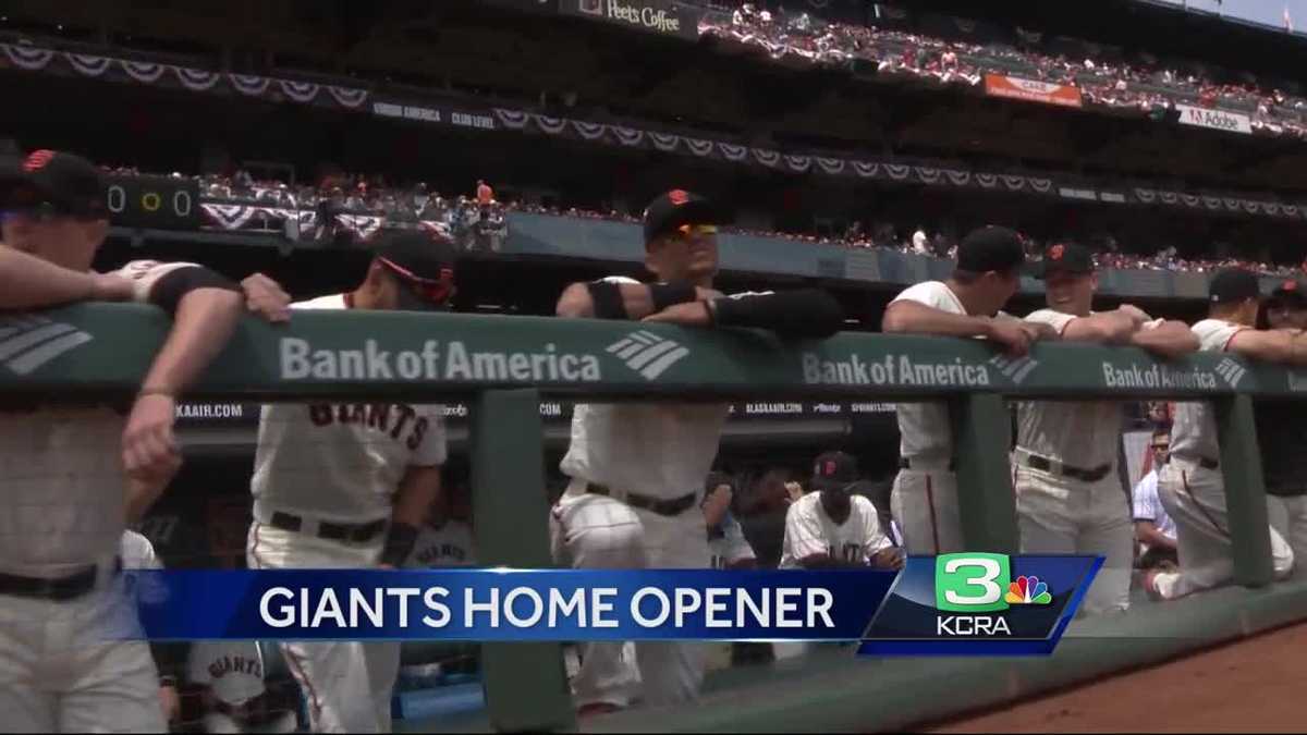 Fans celebrate Giants home opener