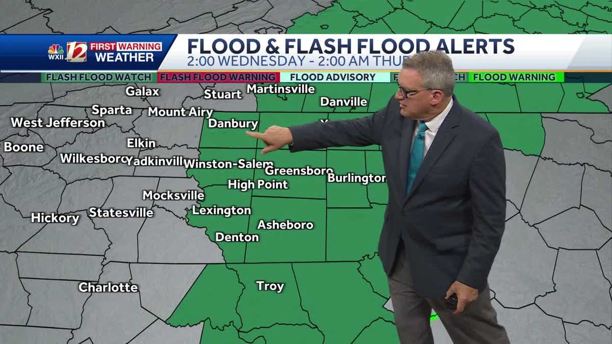 Flood Watch! Rising Triad storm chance Wednesday includes severe weather