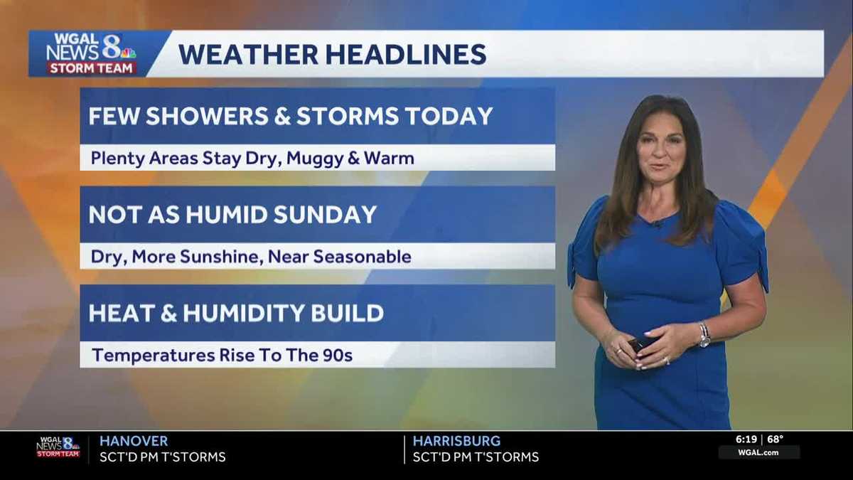 Few T’Storms today, dry, less humid Sunday; tracking heat wave for next ...