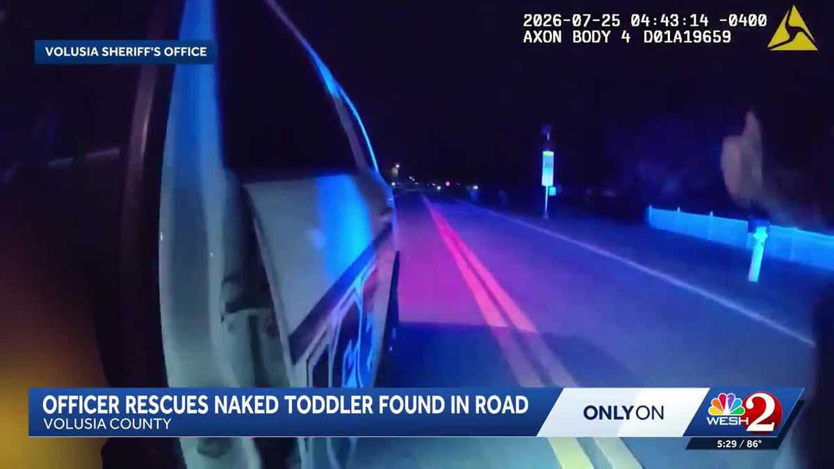 Only on WESH 2: Sanford Airport Police officer rescues toddler found naked, wandering in road