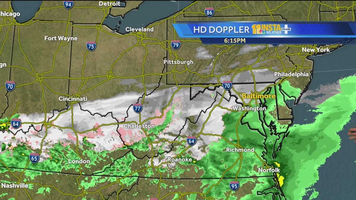 Snow storm starts to move in to Maryland