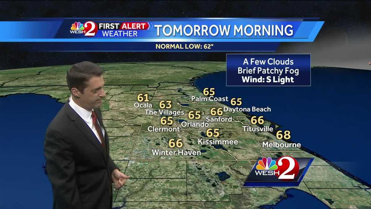A few clouds, patchy fog Thursday morning