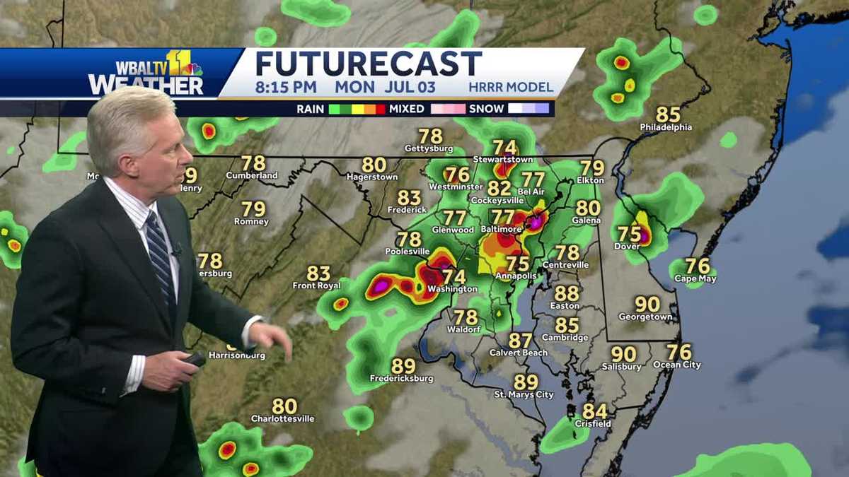Storms Monday afternoon, more on July Fourth
