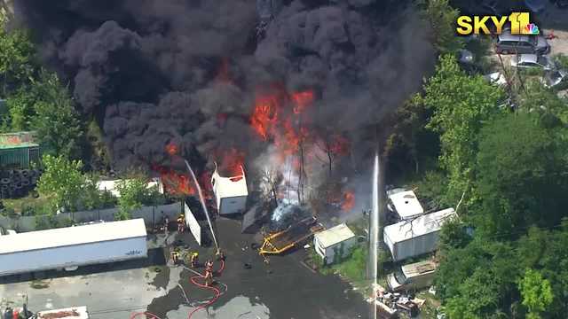 Pulaski Highway closed in Rosedale after fire breaks out at tire center