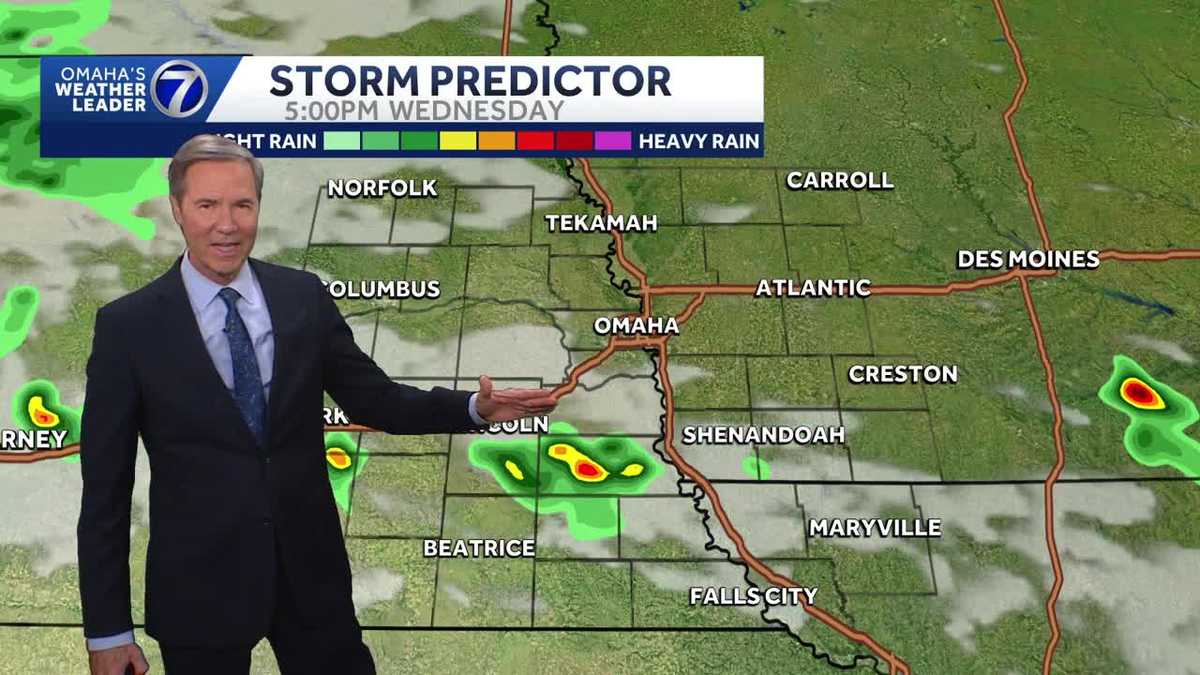 Spotty shower chances around the Omaha area Wednesday