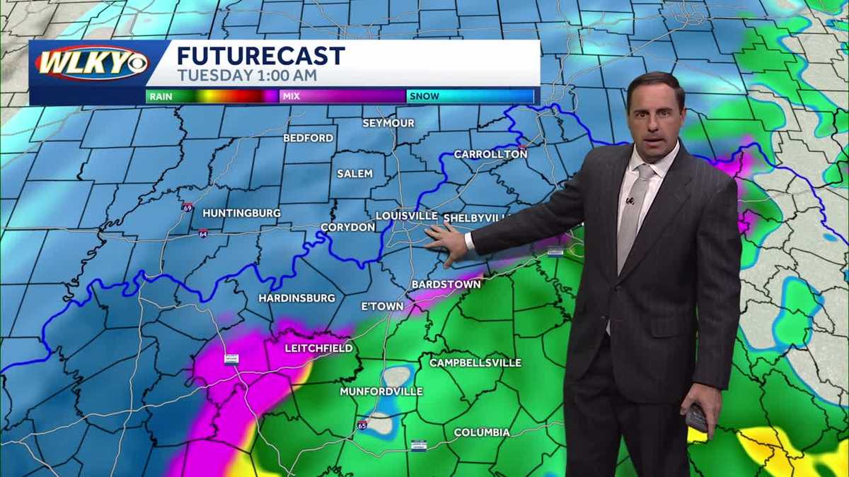Wintry mix & snow likely Monday night into Tuesday