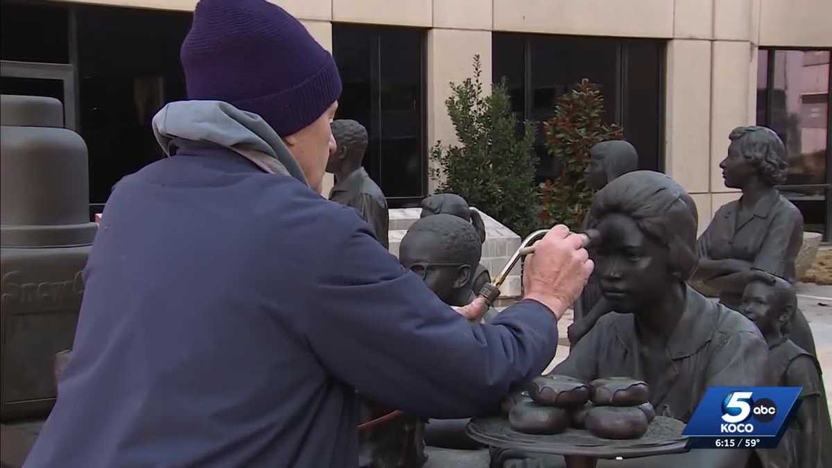 Clara Luper Sit-In Plaza in Oklahoma City undergoing restoration after it was vandalized