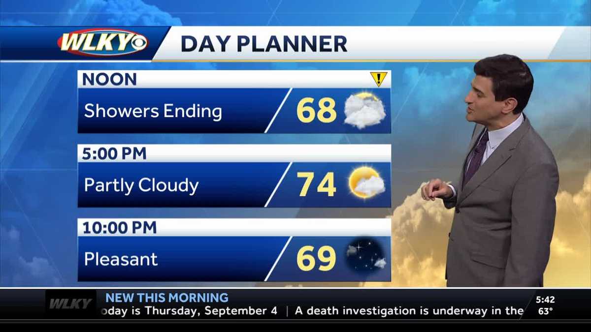 Morning rain moves out, cooler and drier Thursday afternoon