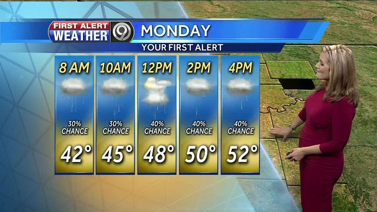 Fog, drizzle possible Monday. Temperatures fall again Tuesday