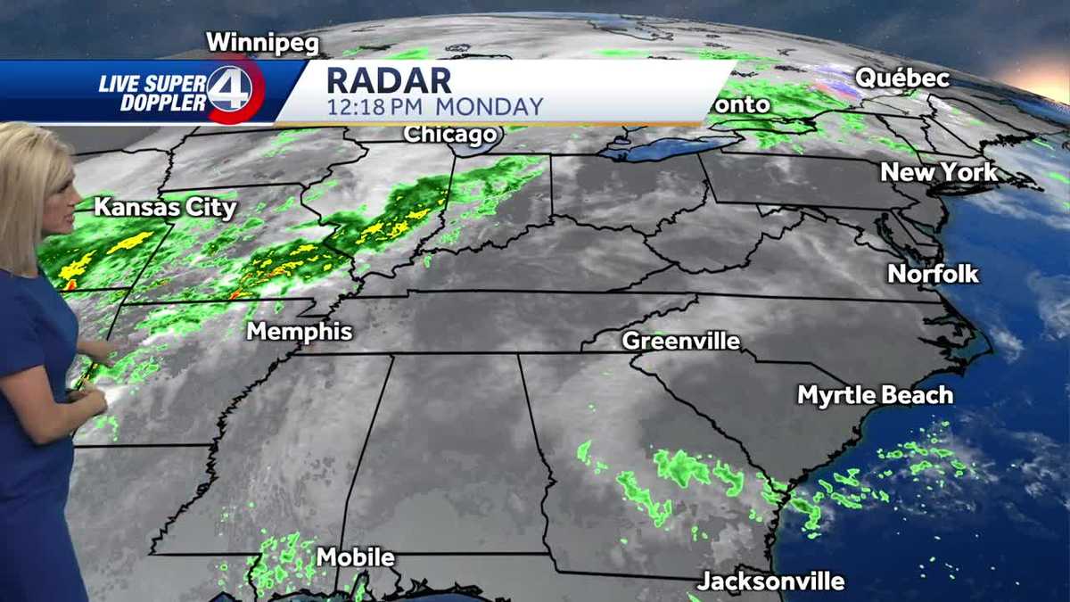 South Carolina: Cloudy and cool, with isolated showers Tuesday