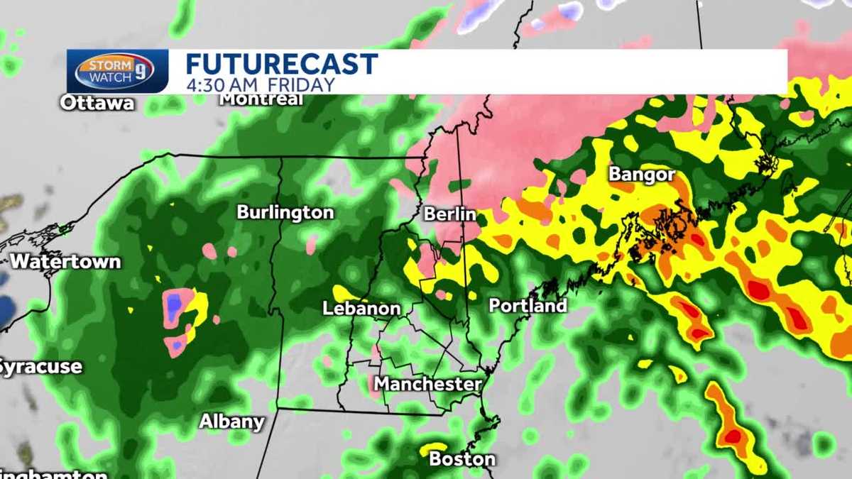 New Hampshire hourly weather When will rain, mix end?