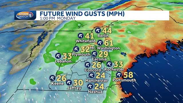 New Hampshire hourly wind gusts: Track future strong winds Monday - Vimarsana News