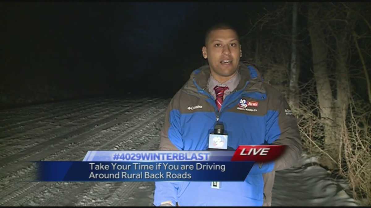 Rural area side roads still covered in ice and snow