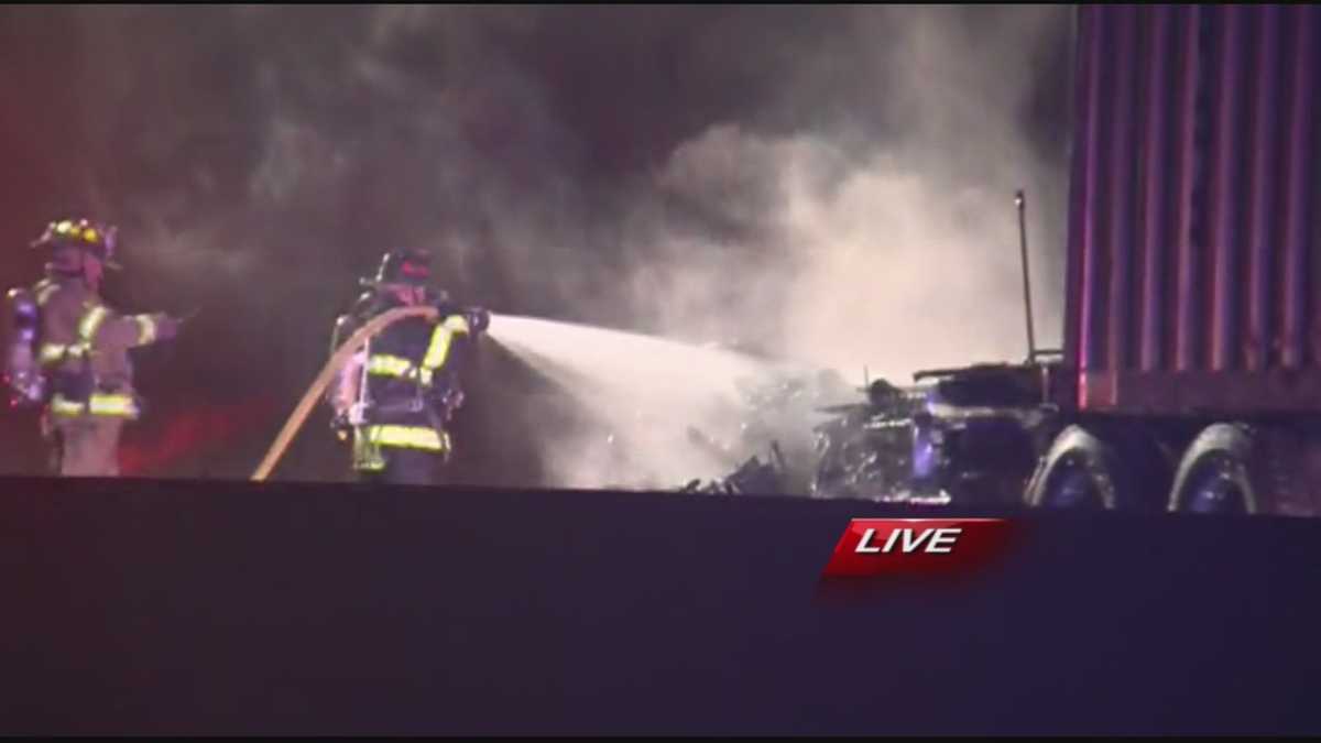 Big rigs crash, catch fire on I-80 in Placer County