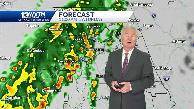 IMPACT DAY: windy and wet with occasional storms on Saturday