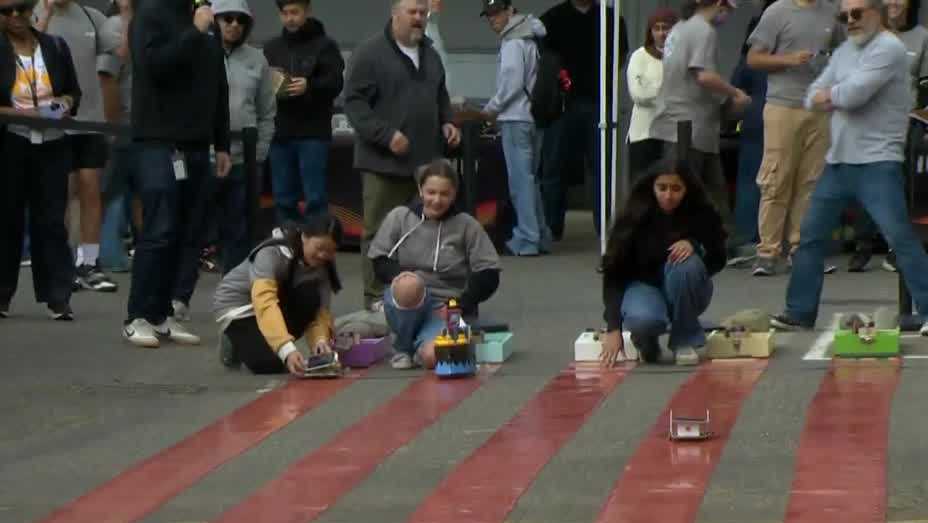 Students race small solar cars at Sacramento State