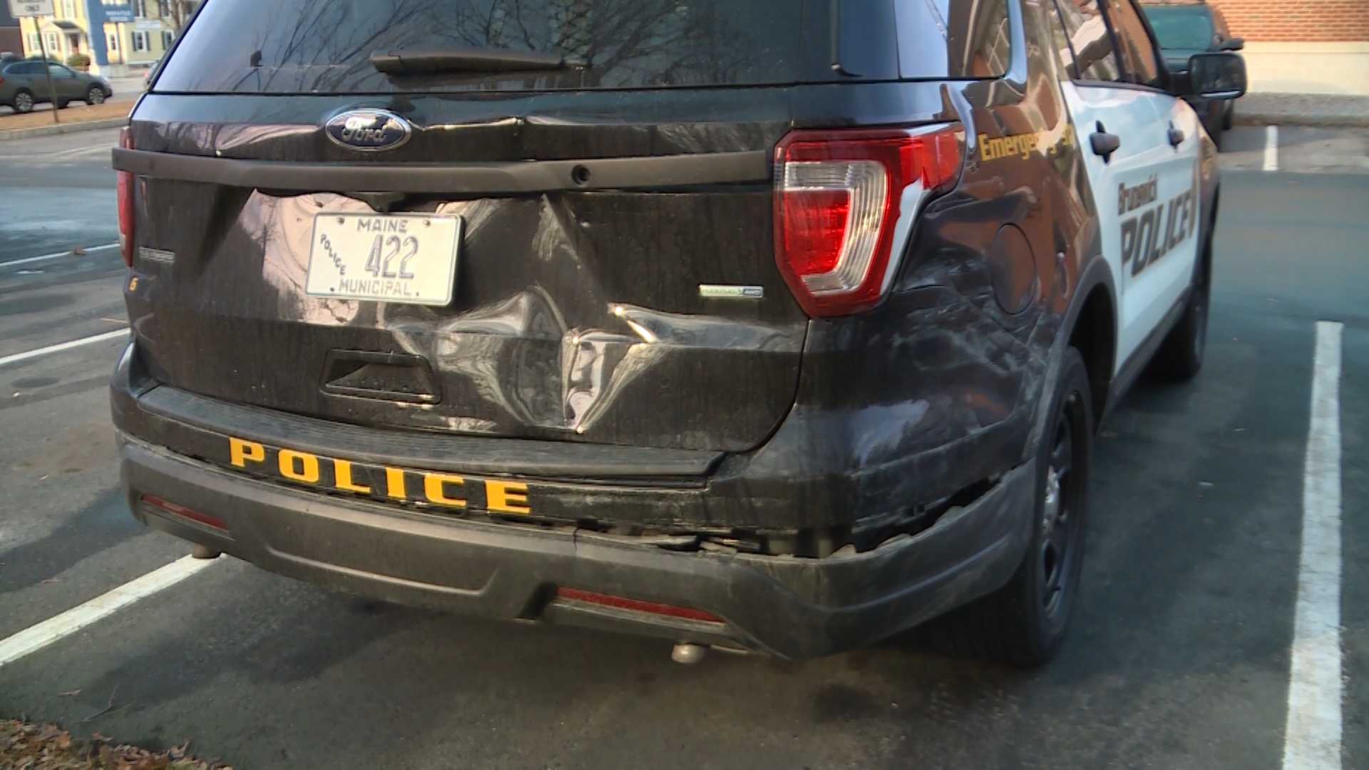 Maine Police Cruiser Hit Twice After Officer Pulls Over To Help ...