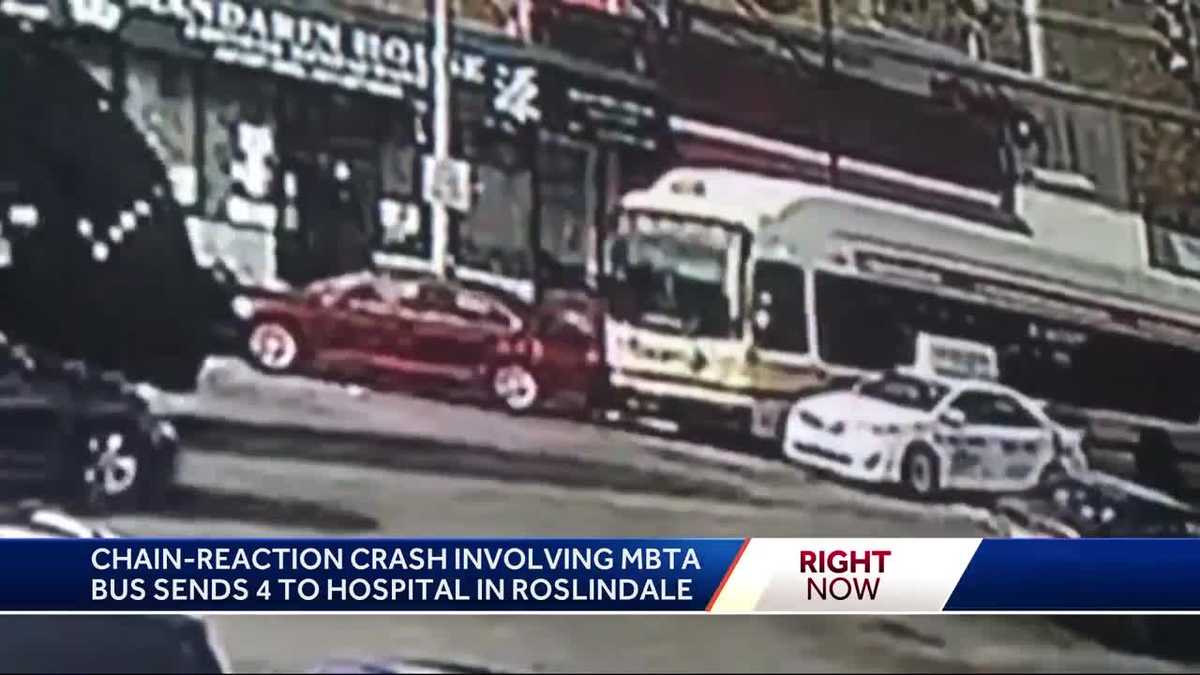 Video captures MBTA bus hitting car that was pushed into pedestrian