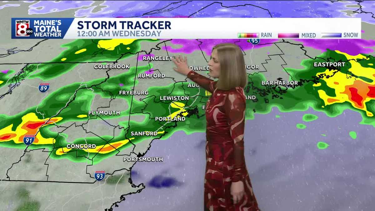 Downpours and icy spots in Maine Tuesday night