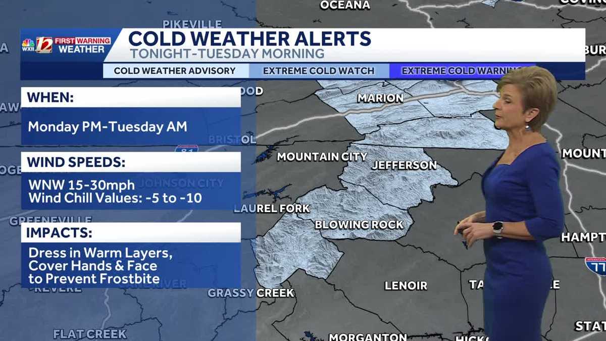 Bitter cold wind tonight into Tuesday