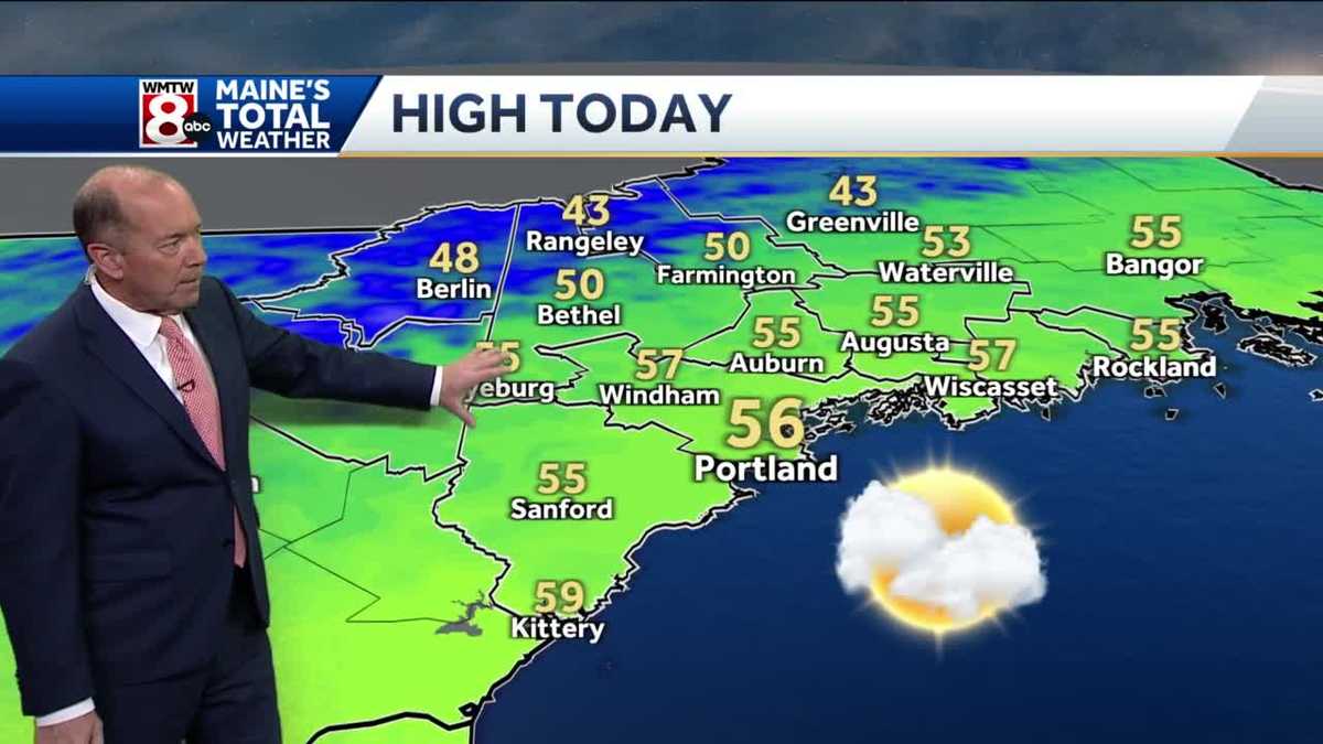 Sun, clouds, and much cooler today