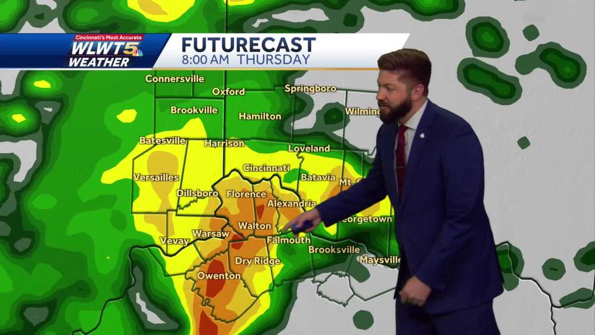 Heavy showers move in Thursday