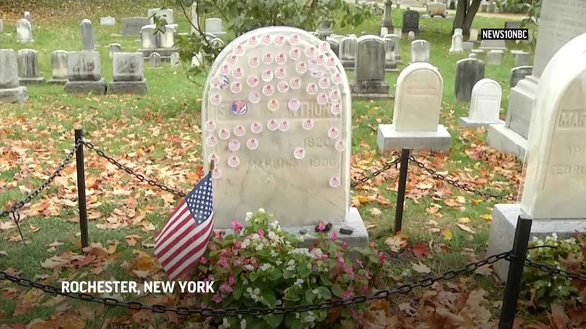 Susan B. Anthony's Headstone Gets Protection From Voter Stickers