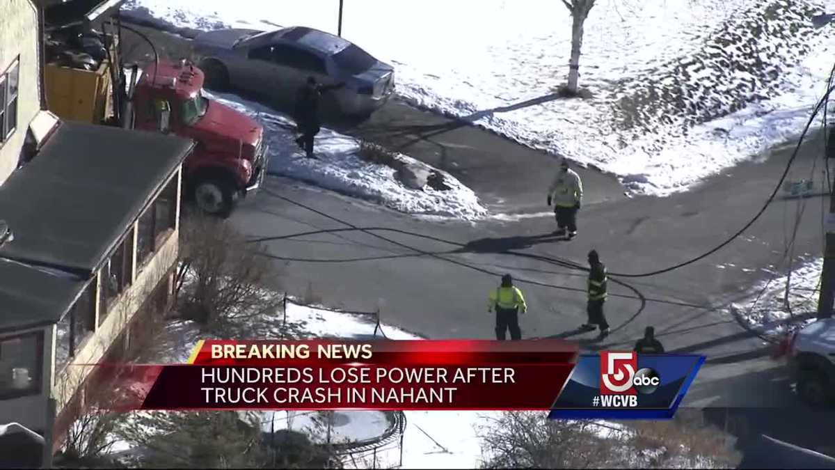 Hundreds without power after truck hits power lines