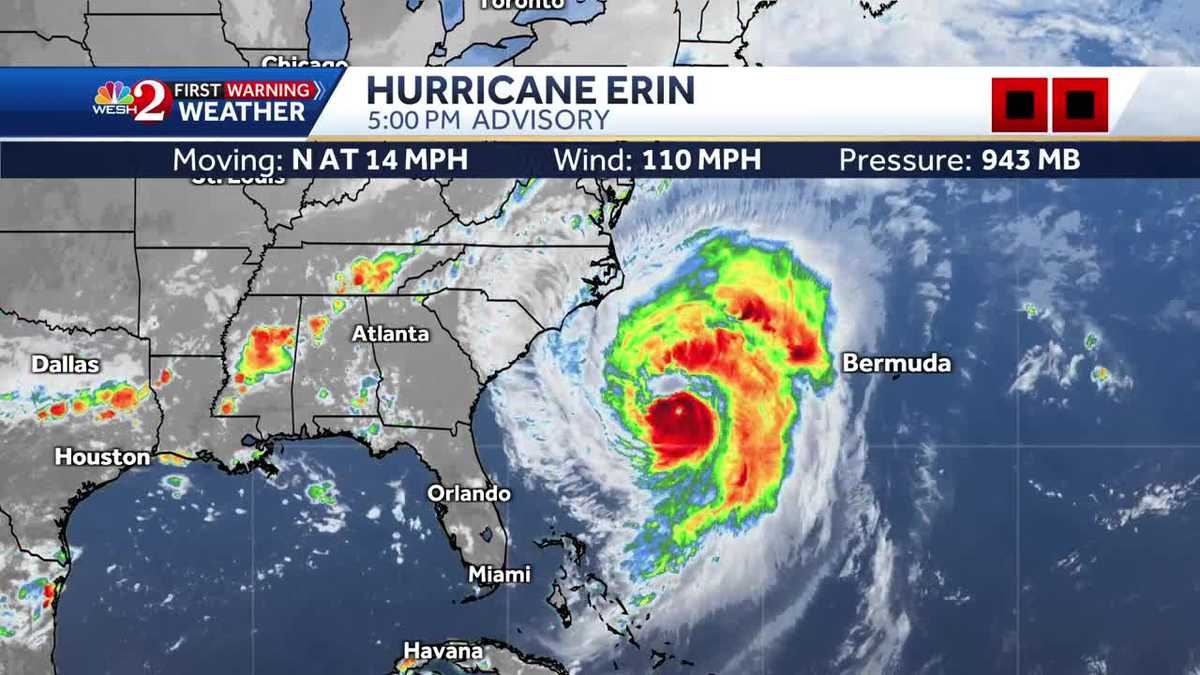 Hurricane Erin bringing dangerous beach conditions to US; outer bands nearing North Carolina