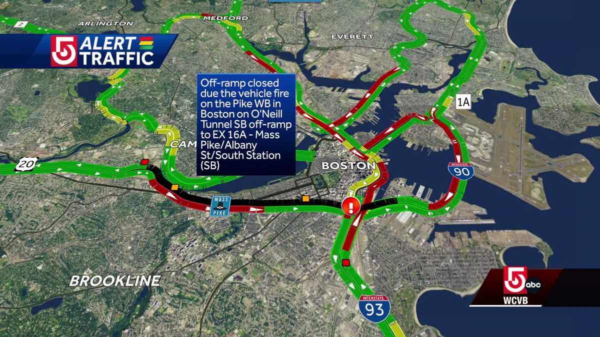 Electric Vehicle Fire Closes Mass Pike Westbound Boston, Causes Major Traffic Delays