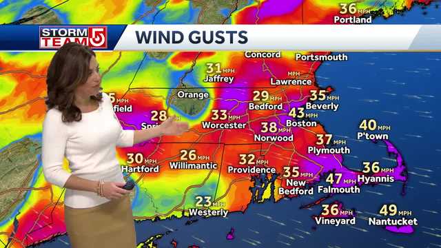 Video: Bright sun, blustery wind chills