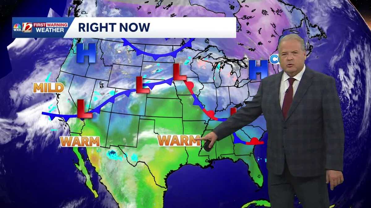 Warmer temperatures come from out west for a few days. Rain risk increases this weekend and cooler temps