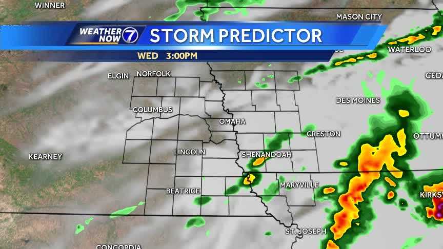 Rain likely stays southeast of Omaha Wednesday afternoon